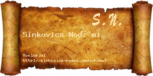 Sinkovics Noémi névjegykártya